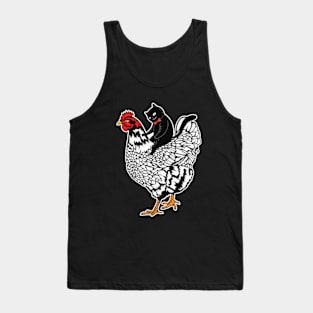 Tuxedo Cat on a Chicken Tank Top